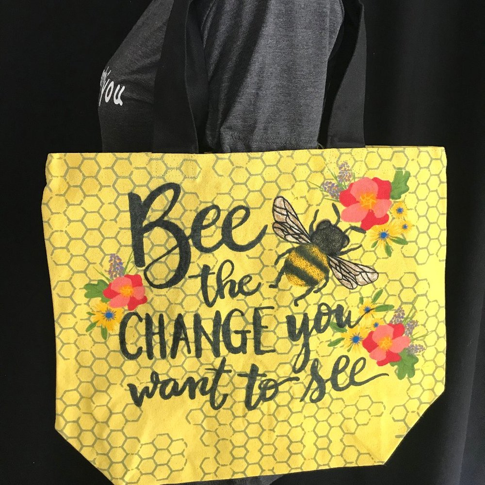 Bee the Change Canvas Tote